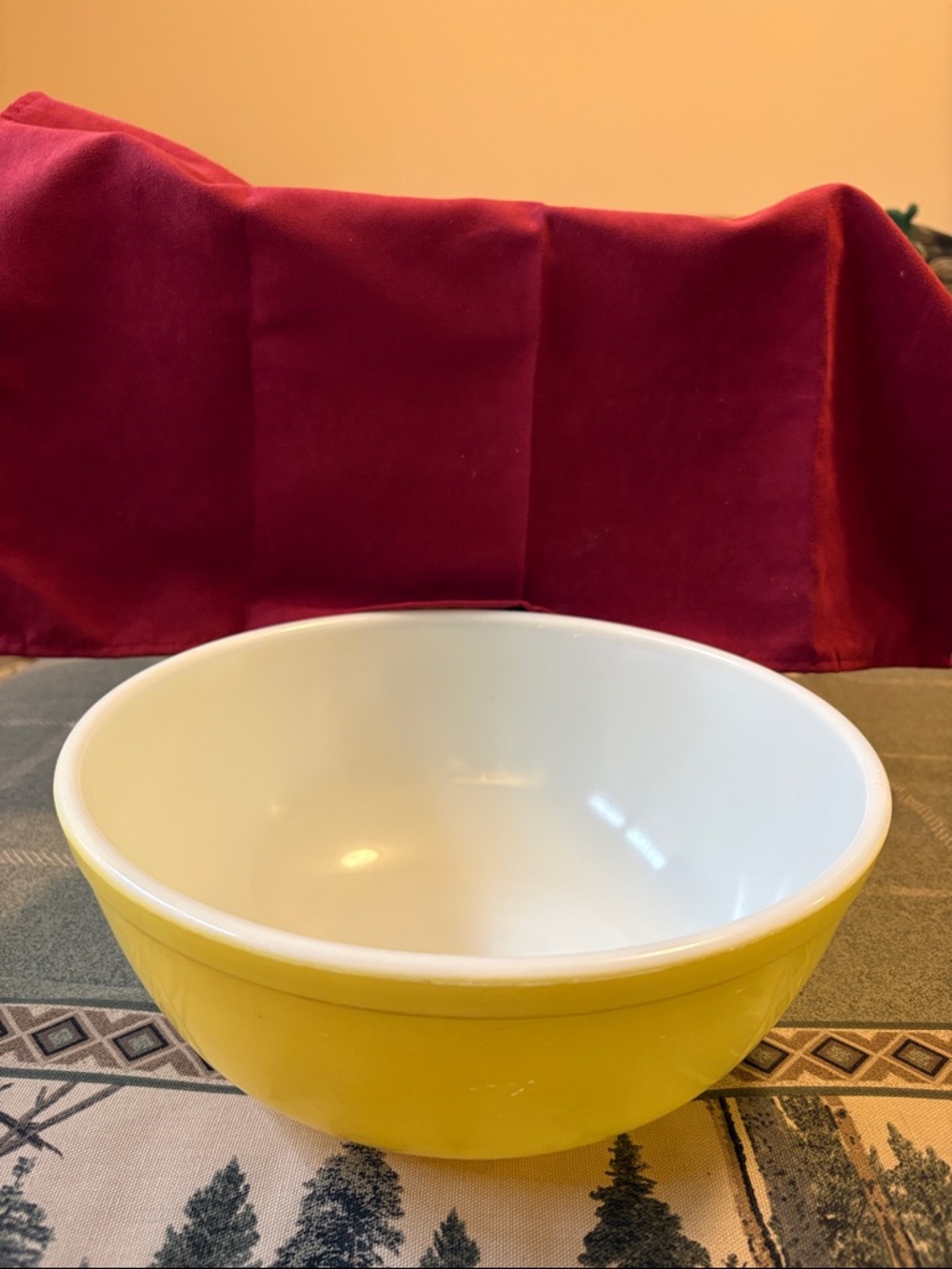 Vintage Bright Yellow Mixing Bowl by Pyrex- White Interior